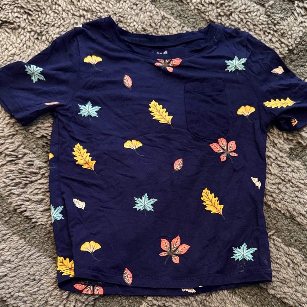 Kyte BABY Navy Leaf Pattern Tee